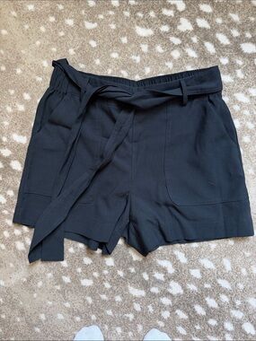 a new day Black High-Waist Tie-Belt Shorts